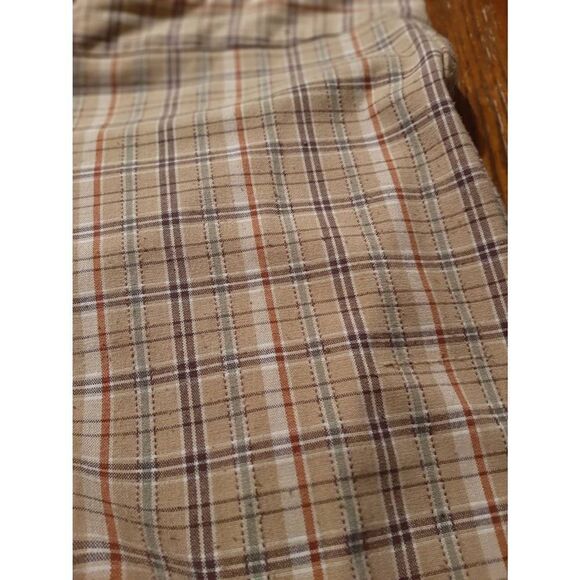 Juniors Jr Size 11 Paper Doll Plaid Cuffed Hem Bermuda Shorts Brown Blue - Picture 5 of 5